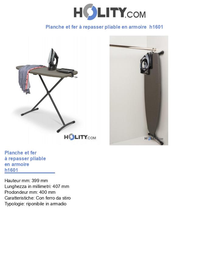 Planche et fer à repasser pliable en armoire  h1601