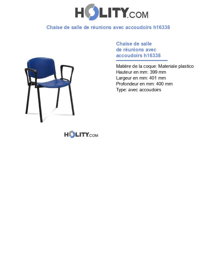 Chaise de salle de réunions avec accoudoirs h16338