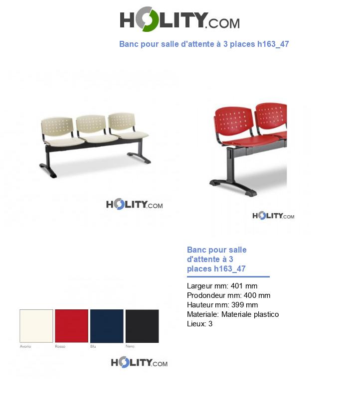 Banc pour salle d'attente à 3 places h163_47
