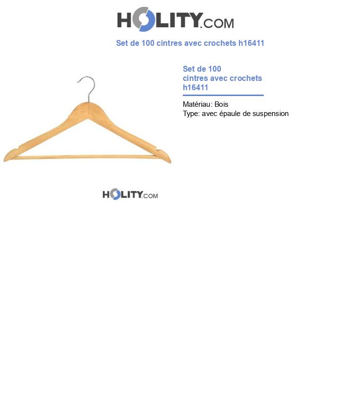 Set de 100 cintres avec crochets h16411
