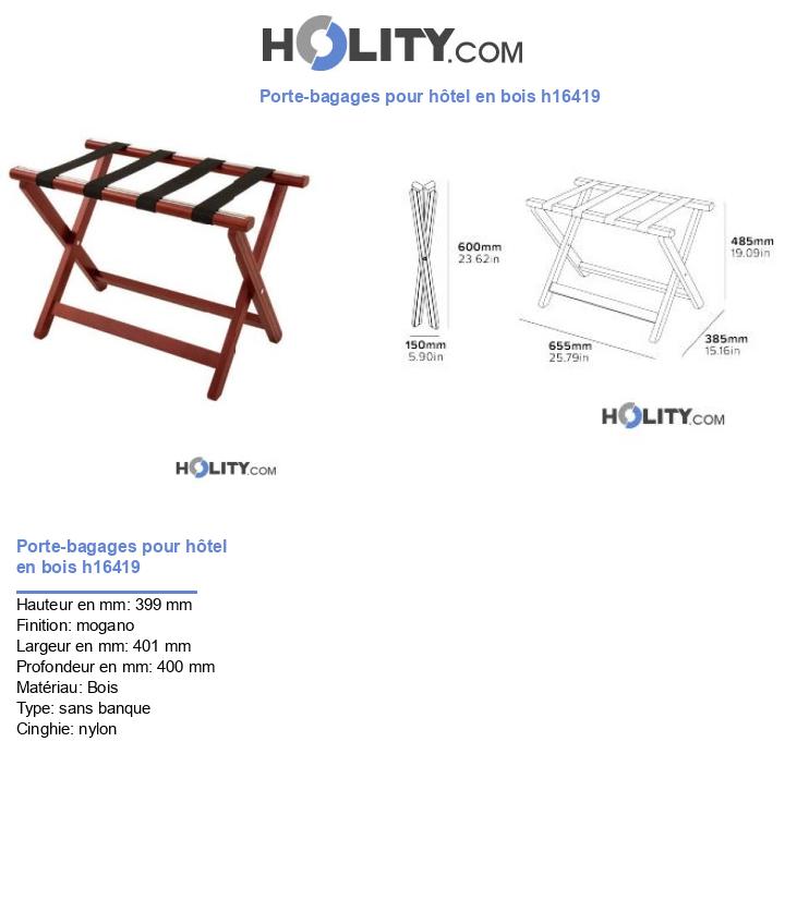 Porte-bagages pour hôtel en bois h16419