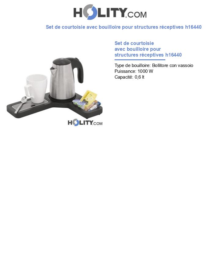 Set de courtoisie avec bouilloire pour structures réceptives h16440