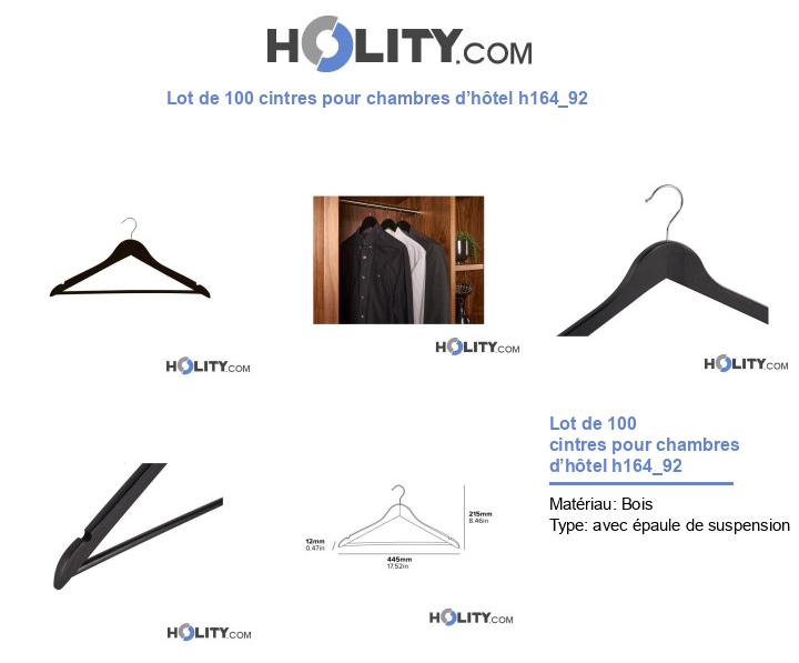 Lot de 100 cintres pour chambres d’hôtel h164_92