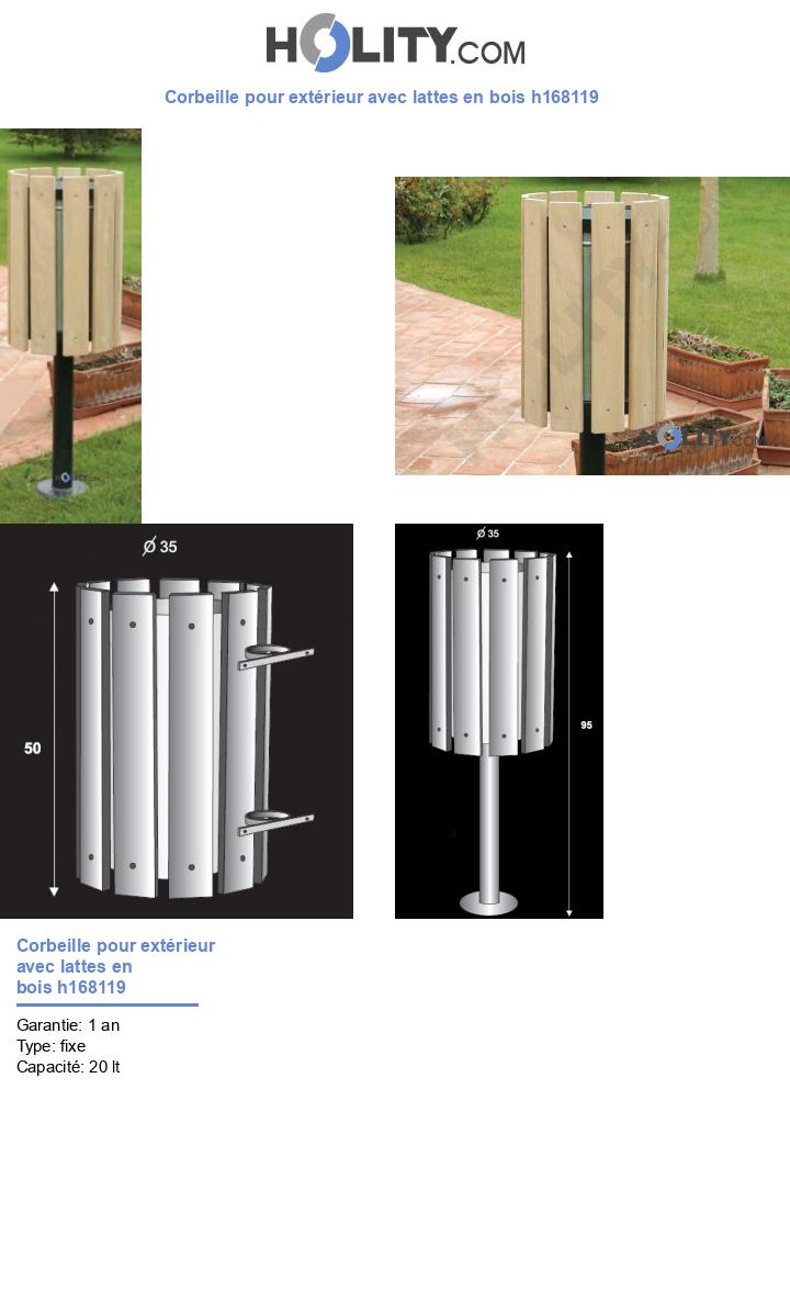 Corbeille pour extérieur avec lattes en bois h168119