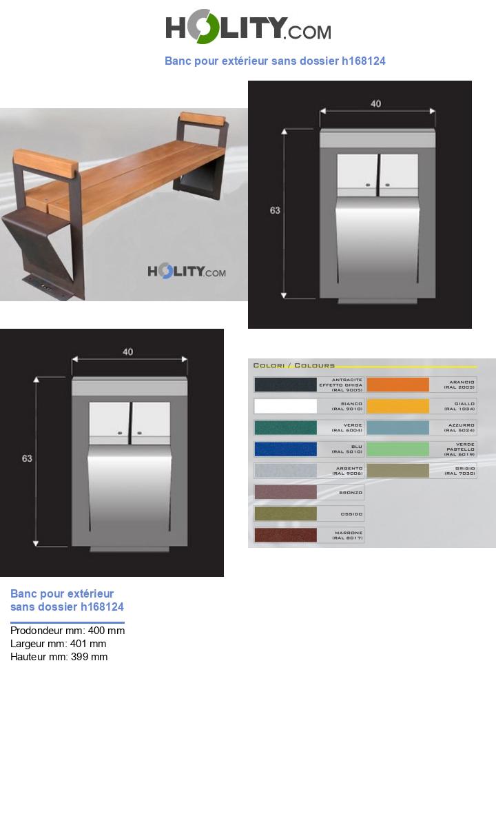 Banc pour extérieur sans dossier h168124