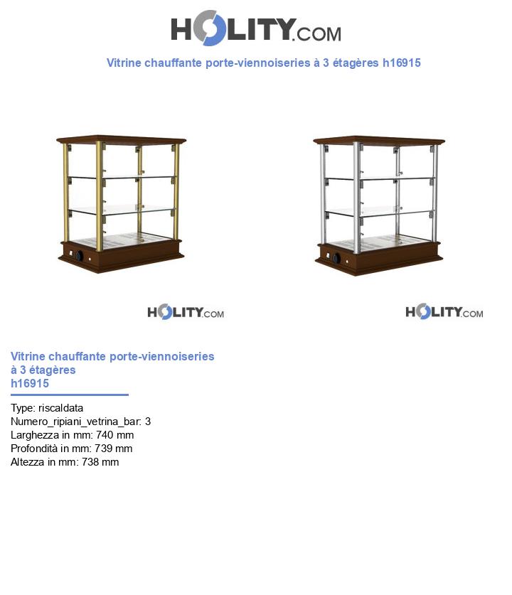 Vitrine chauffante porte-viennoiseries à 3 étagères h16915