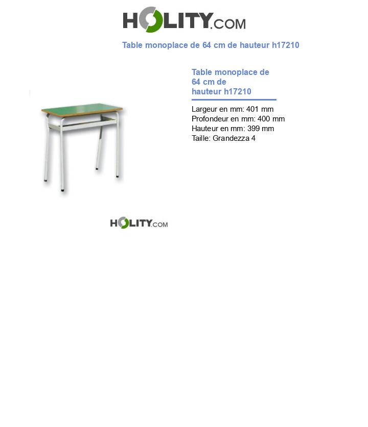 Table monoplace de 64 cm de hauteur h17210