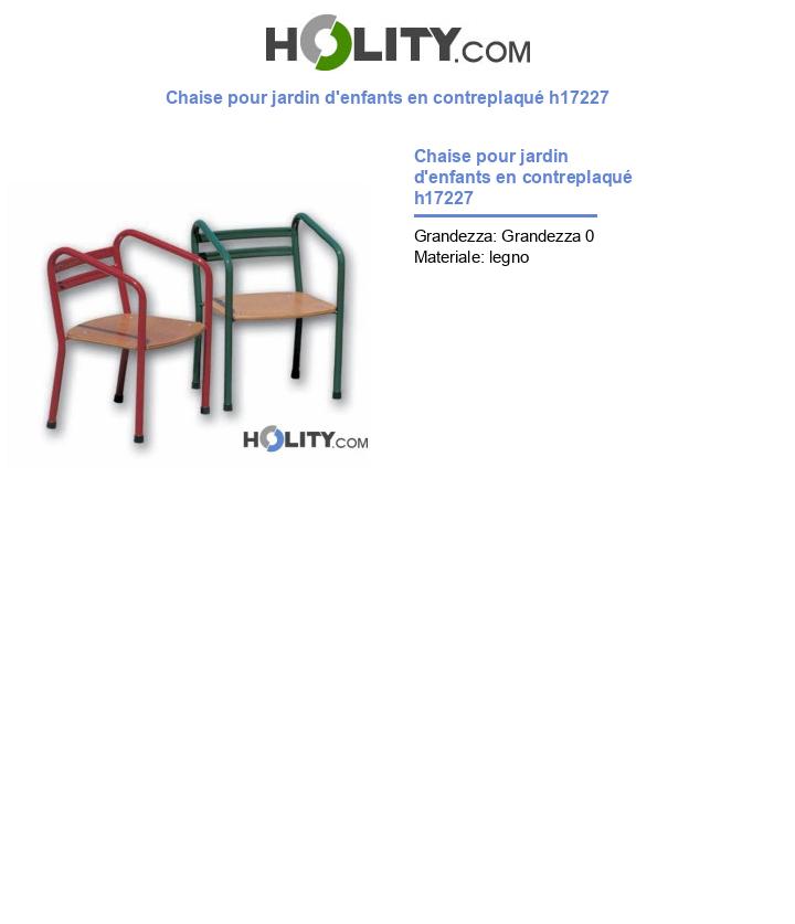 Chaise pour jardin d'enfants en contreplaqué h17227