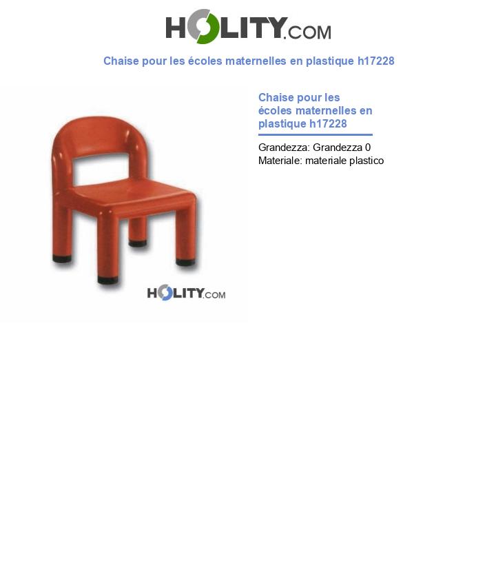 Chaise pour les écoles maternelles en plastique h17228