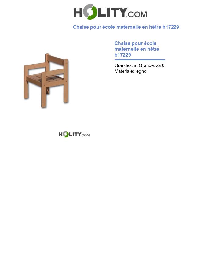 Chaise pour école maternelle en hêtre h17229