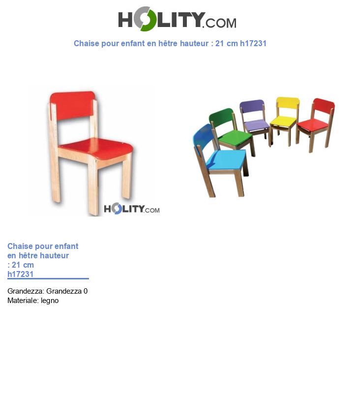 Chaise pour enfant en hêtre hauteur : 21 cm h17231