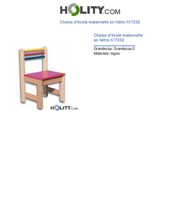 Chaise d'école maternelle en hêtre h17232