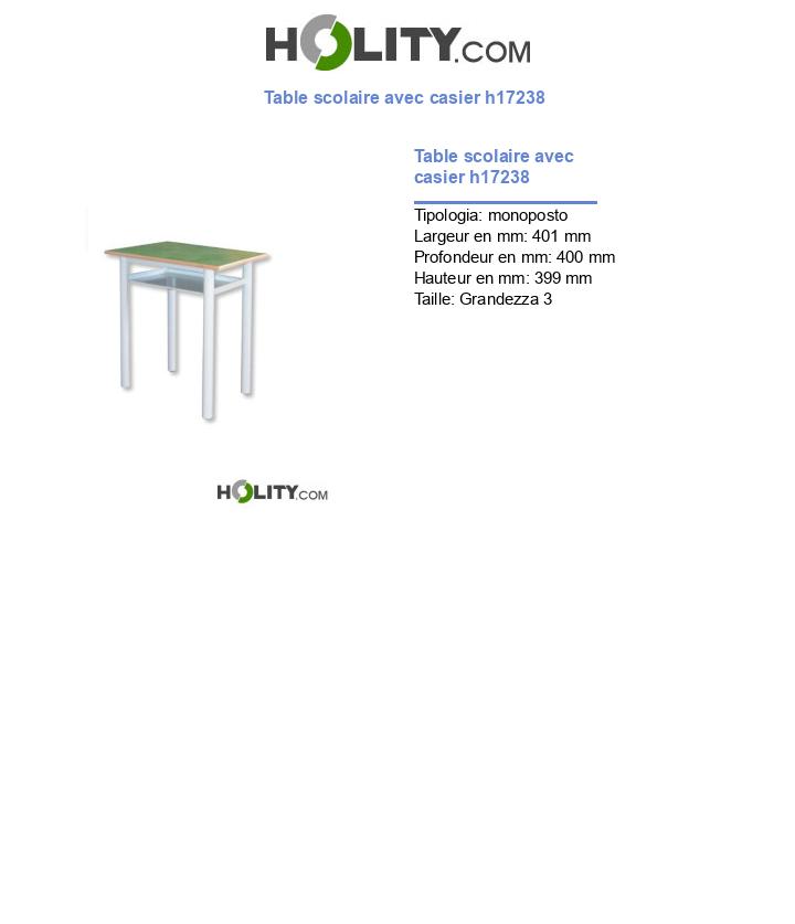 Table scolaire avec casier h17238