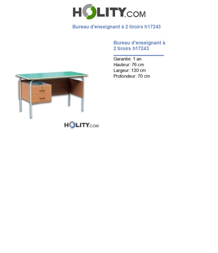 Bureau d'enseignant à 2 tiroirs h17243