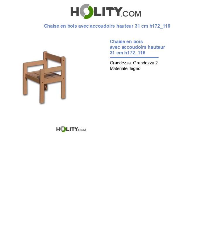 Chaise en bois avec accoudoirs hauteur 31 cm h172_116
