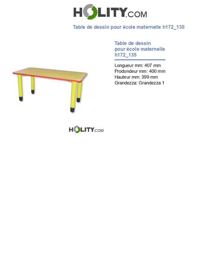 Table de dessin pour école maternelle h172_135