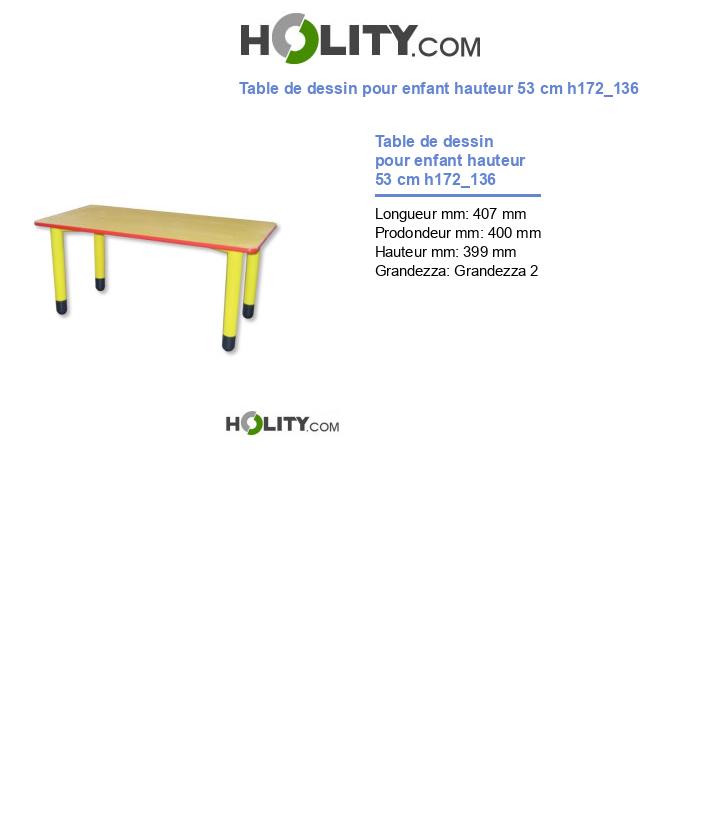 Table de dessin pour enfant hauteur 53 cm h172_136