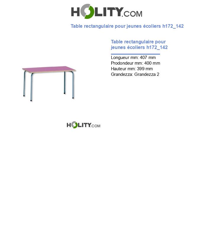 Table rectangulaire pour jeunes écoliers h172_142