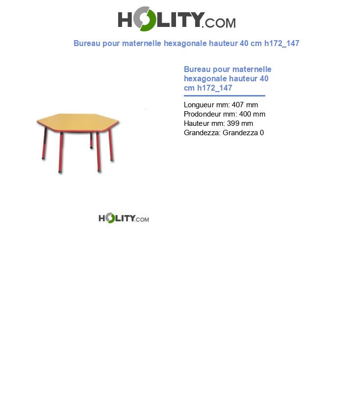 Bureau pour maternelle hexagonale hauteur 40 cm h172_147