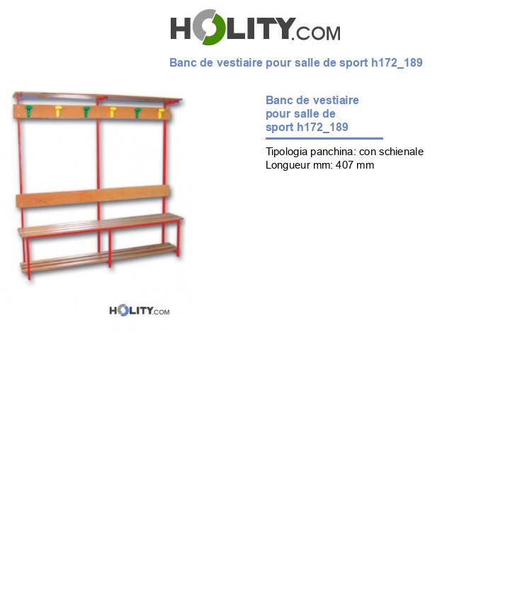 Banc de vestiaire pour salle de sport h172_189