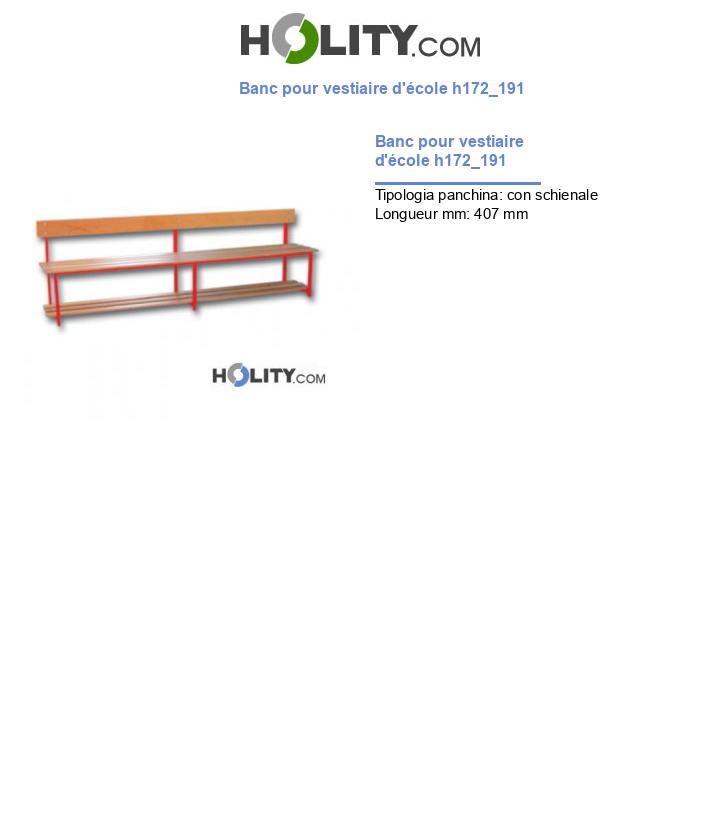 Banc pour vestiaire d'école h172_191