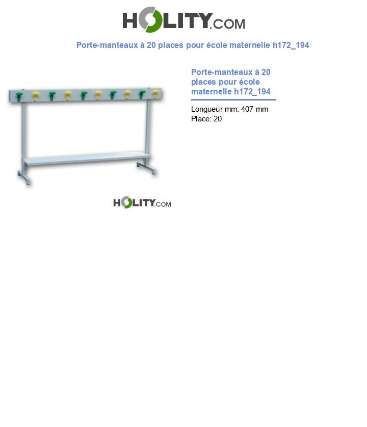 Porte-manteaux à 20 places pour école maternelle h172_194