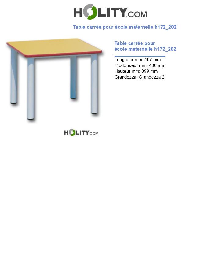 Table carrée pour école maternelle h172_202