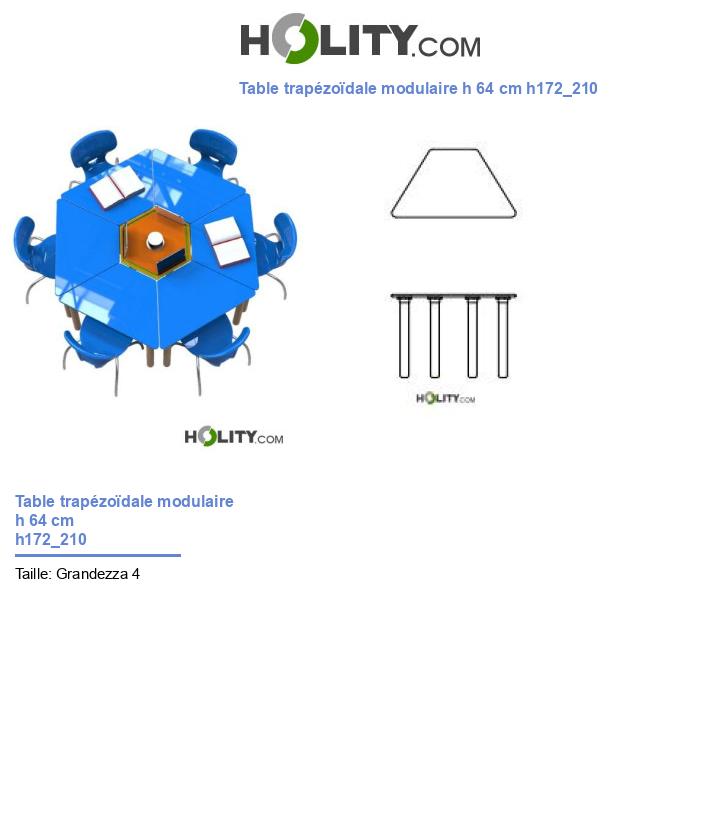 Table trapézoïdale modulaire h 64 cm h172_210