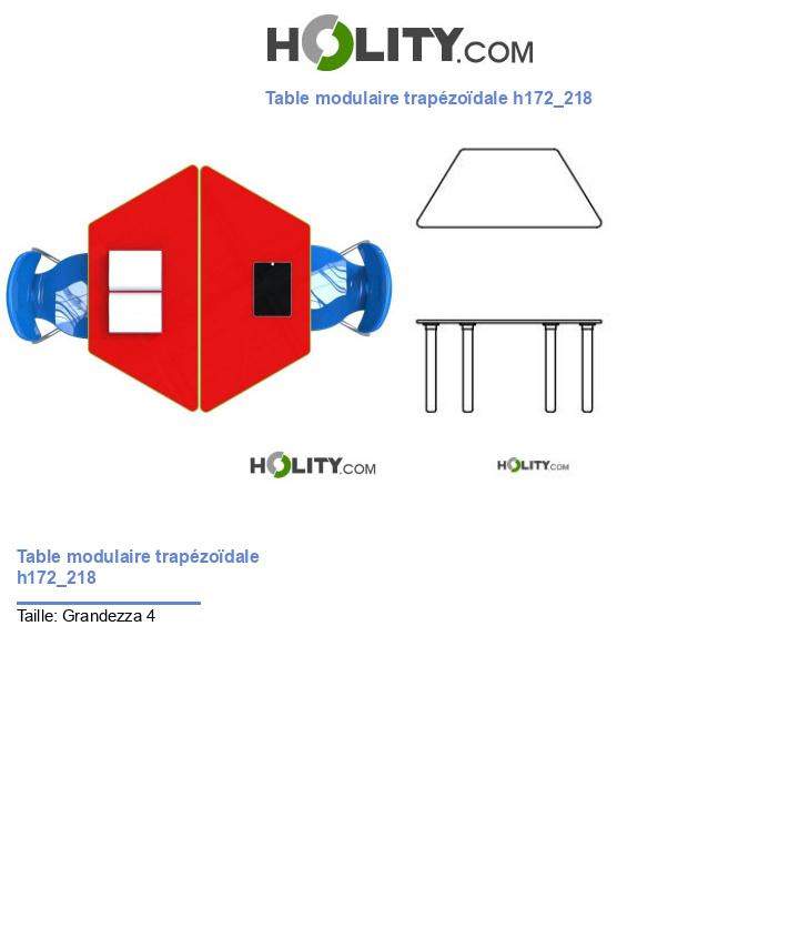 Table modulaire trapézoïdale h172_218