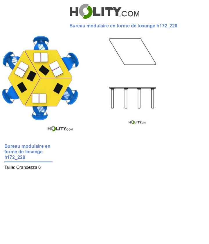 Bureau modulaire en forme de losange h172_228