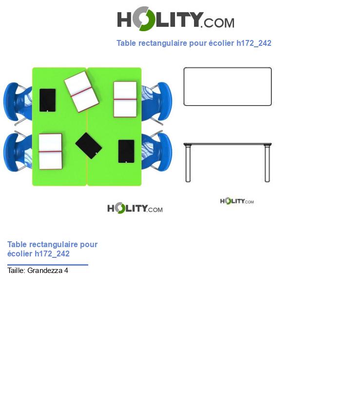 Table rectangulaire pour écolier h172_242