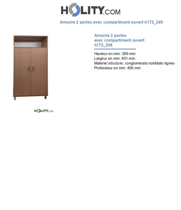 Armoire 2 portes avec compartiment ouvert h172_249