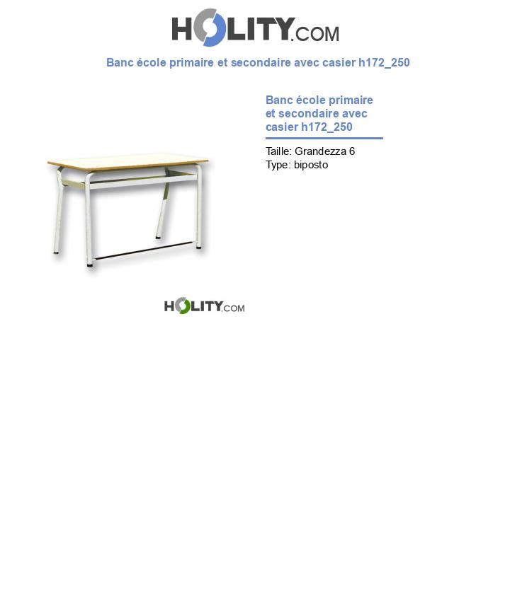 Banc école primaire et secondaire avec casier h172_250