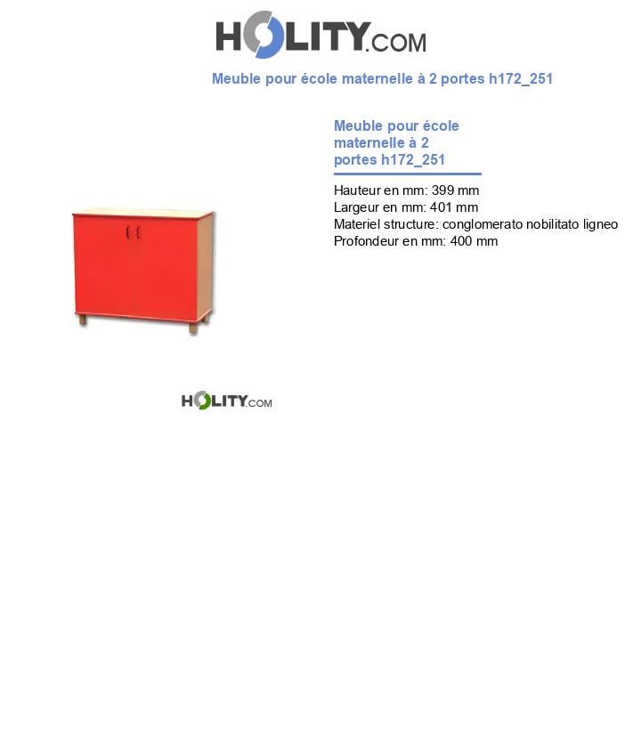 Meuble pour école maternelle à 2 portes h172_251
