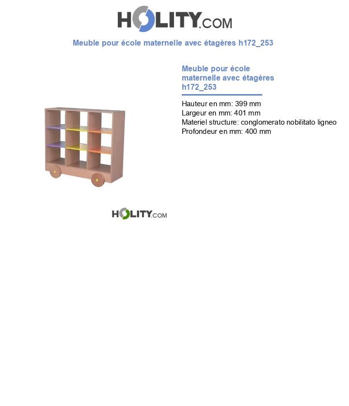 Meuble pour école maternelle avec étagères h172_253