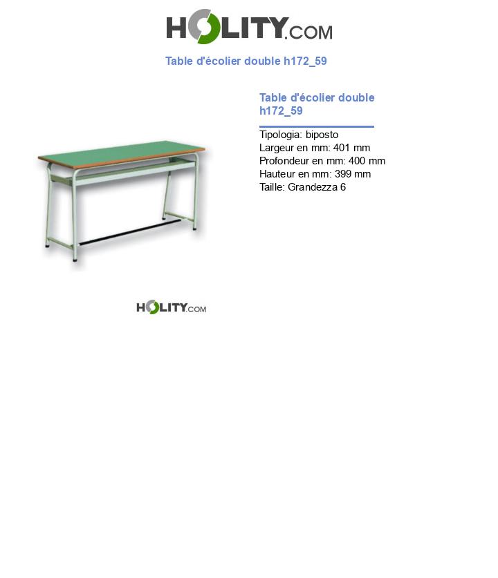 Table d'écolier double h172_59