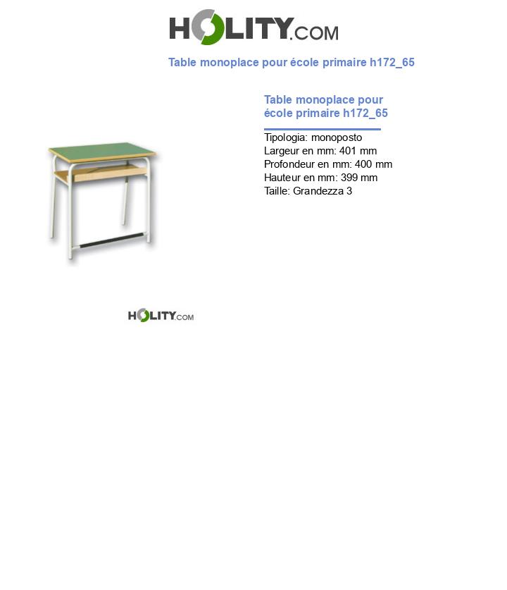 Table monoplace pour école primaire h172_65