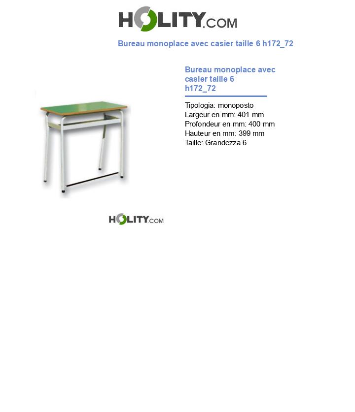Bureau monoplace avec casier taille 6 h172_72