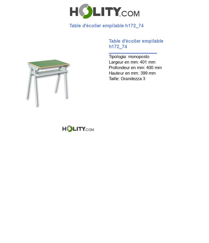 Table d'écolier empilable h172_74