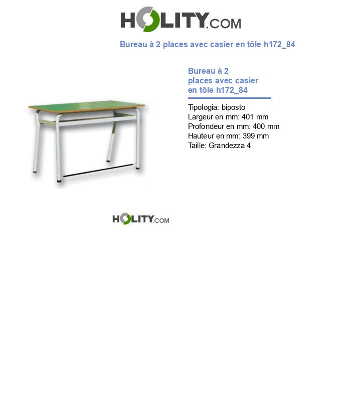 Bureau à 2 places avec casier en tôle h172_84