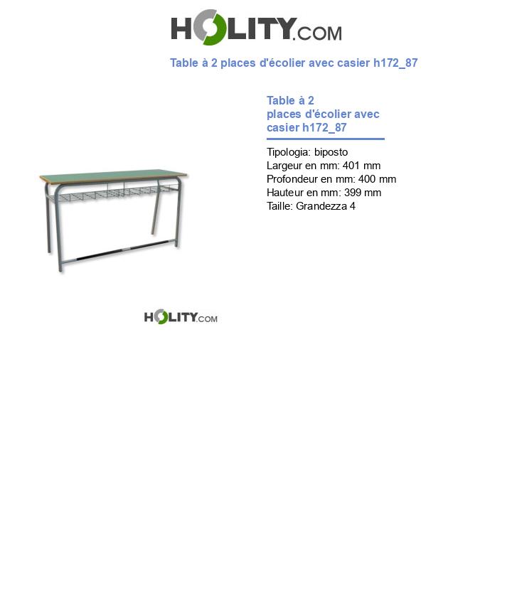 Table à 2 places d'écolier avec casier h172_87