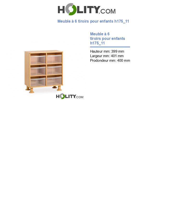 Meuble à 6 tiroirs pour enfants h175_11