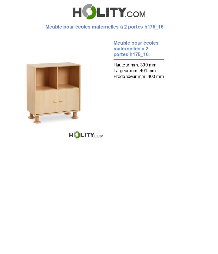 Meuble pour écoles maternelles à 2 portes h175_16