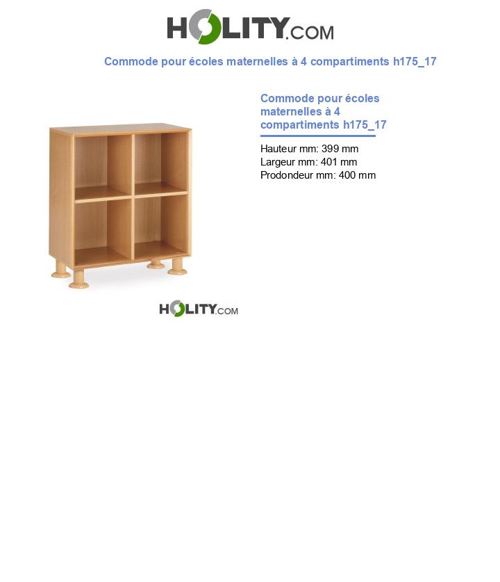 Commode pour écoles maternelles à 4 compartiments h175_17