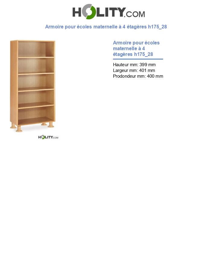 Armoire pour écoles maternelle à 4 étagères h175_28