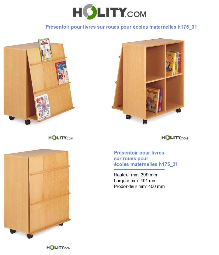 Présentoir pour livres sur roues pour écoles maternelles h175_31