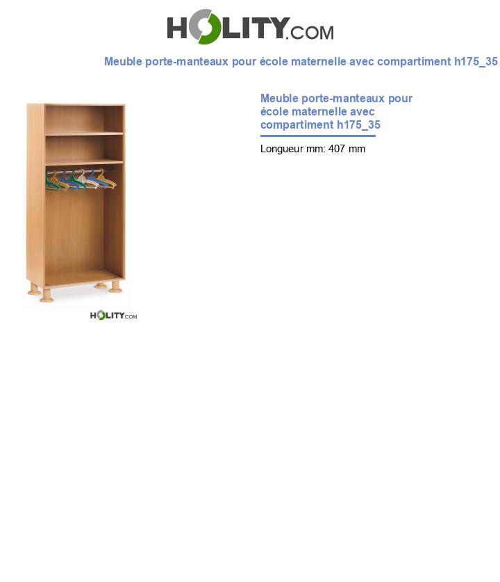 Meuble porte-manteaux pour école maternelle avec compartiment h175_35