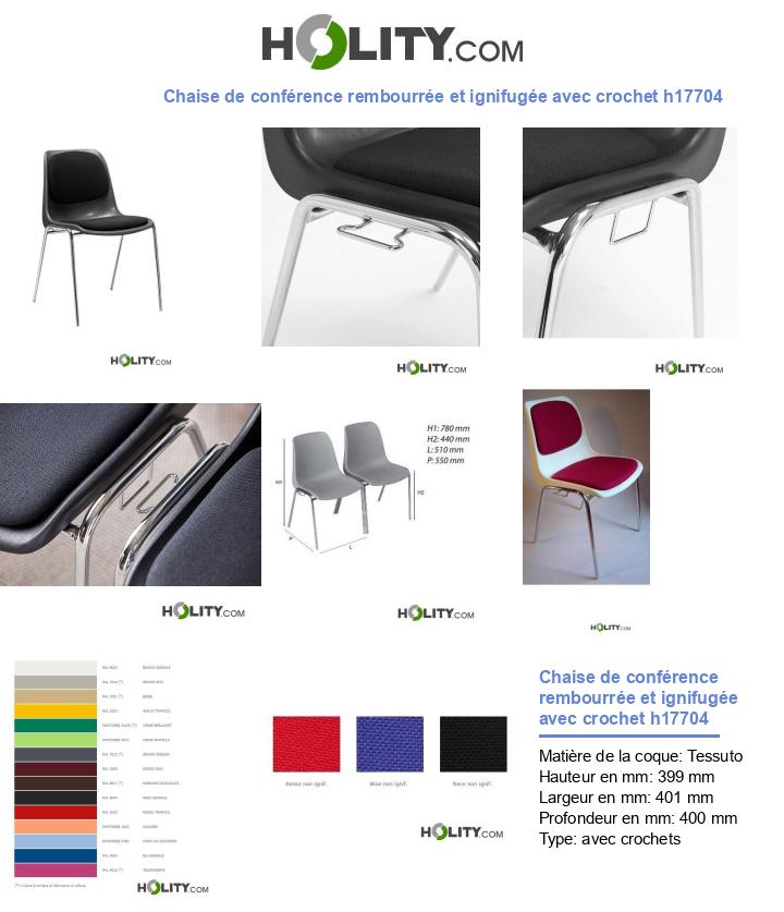 Chaise de conférence rembourrée et ignifugée avec crochet h17704