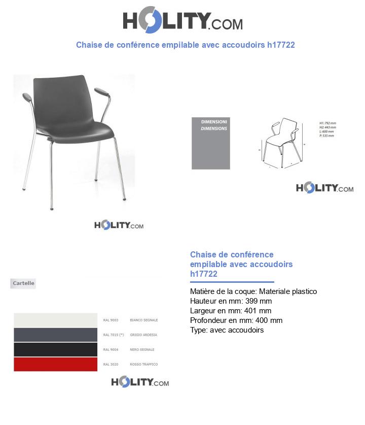 Chaise de conférence empilable avec accoudoirs h17722