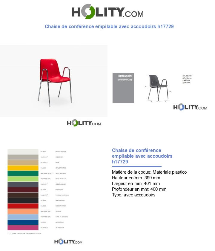 Chaise de conférence empilable avec accoudoirs h17729